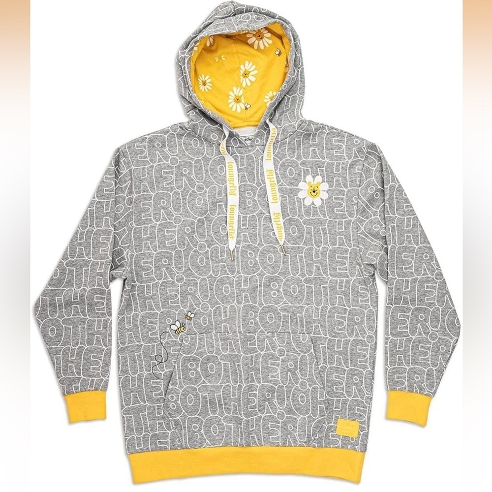 NEW Loungefly Disney Winnie the Pooh Oh Bother Print Hoodie Sz M Embroidered